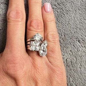 Lisa Freede NEW 925 CZ Silver Women's Ring Set Size 6